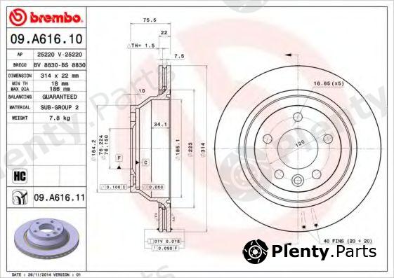  BREMBO part 09.A616.10 (09A61610) Brake Disc