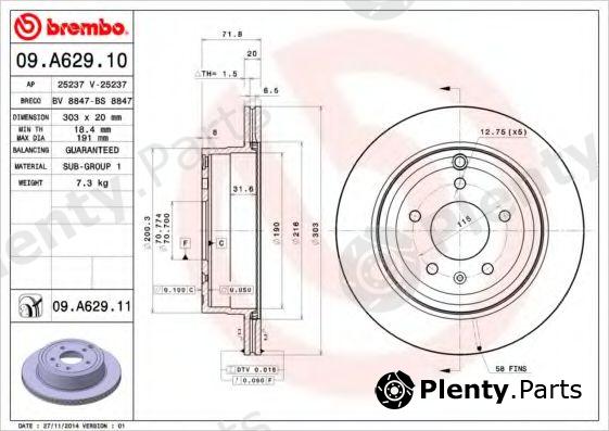  BREMBO part 09.A629.10 (09A62910) Brake Disc