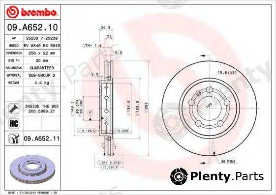  BREMBO part 09.A652.10 (09A65210) Brake Disc