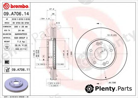  BREMBO part 09.A706.11 (09A70611) Brake Disc