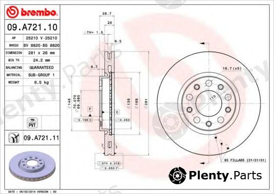  BREMBO part 09.A721.10 (09A72110) Brake Disc
