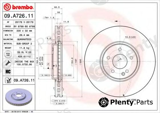  BREMBO part 09.A726.11 (09A72611) Brake Disc