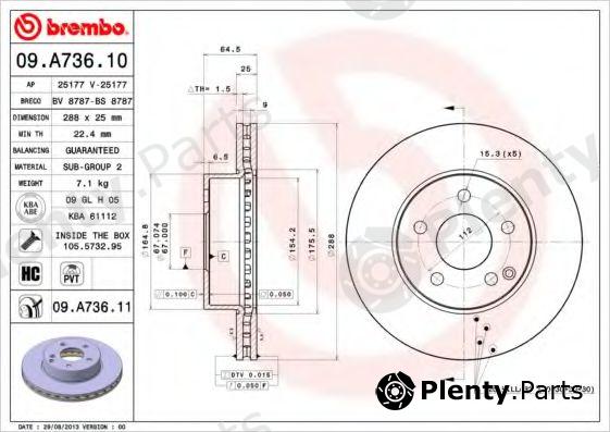  BREMBO part 09.A736.10 (09A73610) Brake Disc