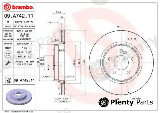  BREMBO part 09.A742.11 (09A74211) Brake Disc
