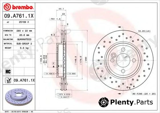 BREMBO part 09.A761.1X (09A7611X) Brake Disc
