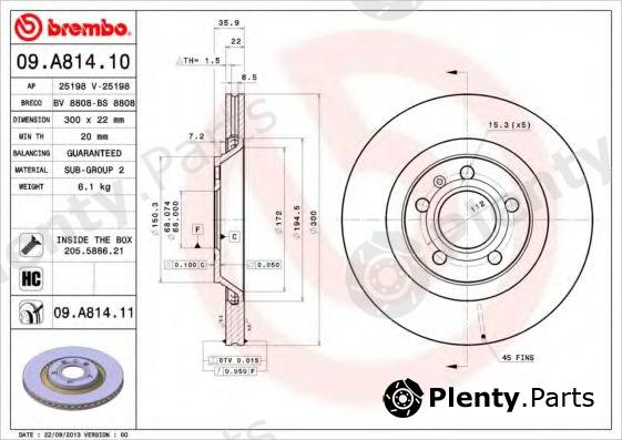  BREMBO part 09.A814.10 (09A81410) Brake Disc