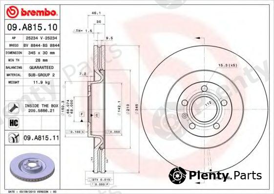  BREMBO part 09.A815.10 (09A81510) Brake Disc