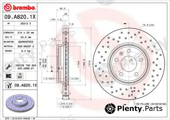  BREMBO part 09A8201X Brake Disc