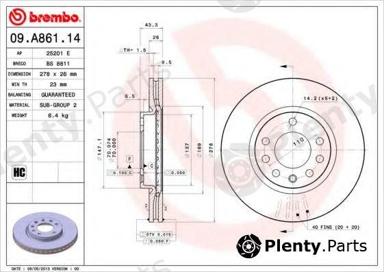  BREMBO part 09.A861.14 (09A86114) Brake Disc