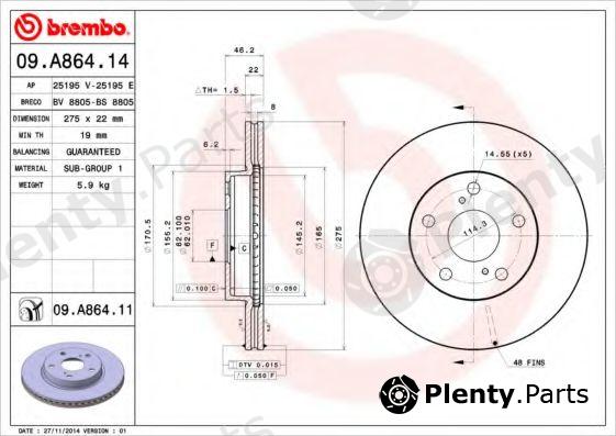  BREMBO part 09.A864.14 (09A86414) Brake Disc