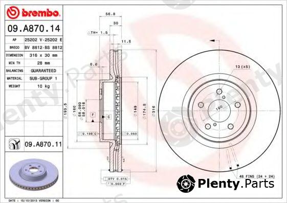  BREMBO part 09.A870.11 (09A87011) Brake Disc