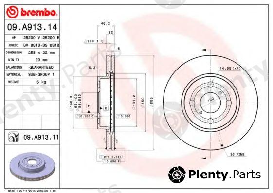  BREMBO part 09.A913.14 (09A91314) Brake Disc