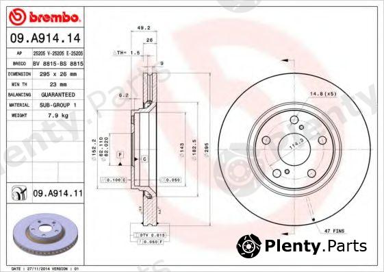  BREMBO part 09A91414 Brake Disc
