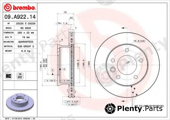  BREMBO part 09.A922.14 (09A92214) Brake Disc