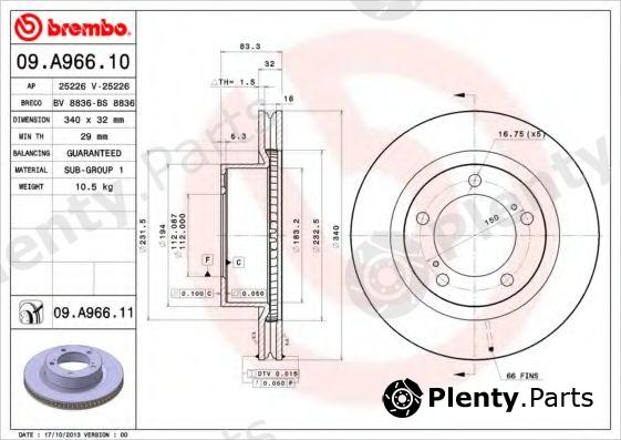  BREMBO part 09.A966.11 (09A96611) Brake Disc