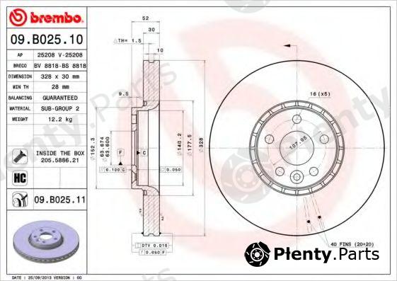  BREMBO part 09.B025.11 (09B02511) Brake Disc