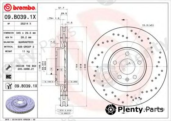  BREMBO part 09.B039.1X (09B0391X) Brake Disc