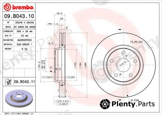  BREMBO part 09.B043.10 (09B04310) Brake Disc