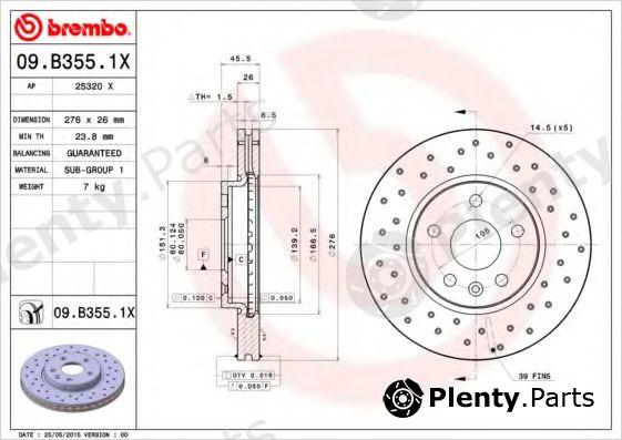  BREMBO part 09.B355.1X (09B3551X) Brake Disc