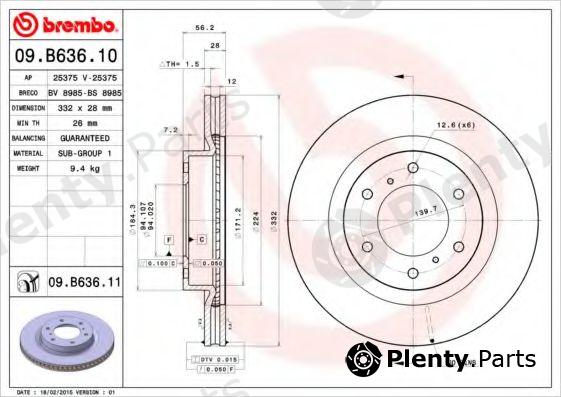  BREMBO part 09.B636.10 (09B63610) Brake Disc
