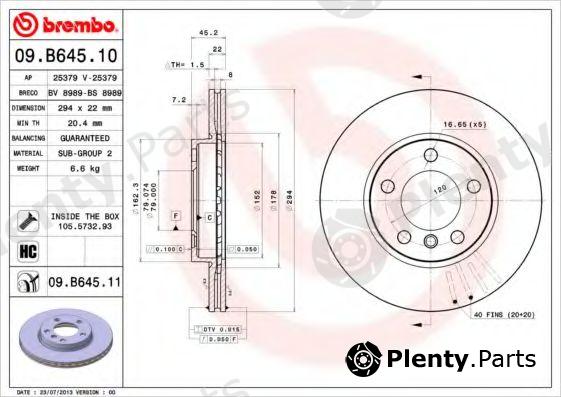  BREMBO part 09.B645.11 (09B64511) Brake Disc