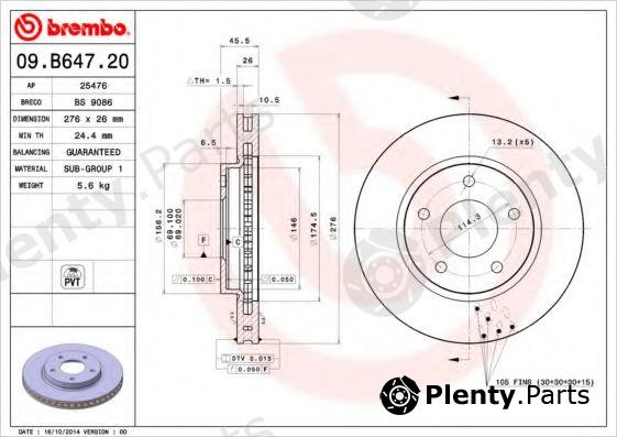  BREMBO part 09.B647.20 (09B64720) Brake Disc