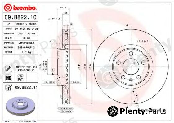  BREMBO part 09.B822.11 (09B82211) Brake Disc