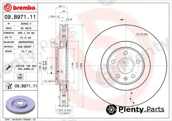  BREMBO part 09.B971.11 (09B97111) Brake Disc
