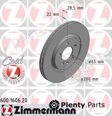  ZIMMERMANN part 600.1606.20 (600160620) Brake Disc