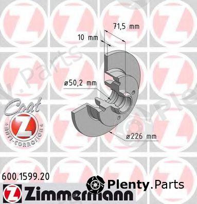  ZIMMERMANN part 600.1599.20 (600159920) Brake Disc