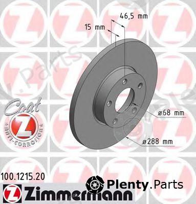  ZIMMERMANN part 100.1215.20 (100121520) Brake Disc
