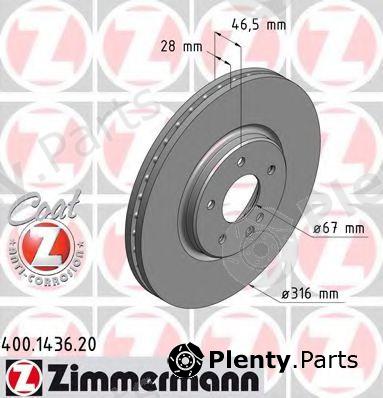  ZIMMERMANN part 400.1436.20 (400143620) Brake Disc