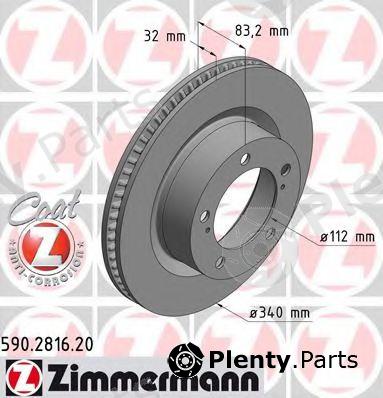  ZIMMERMANN part 590.2816.20 (590281620) Brake Disc