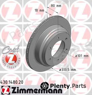  ZIMMERMANN part 430.1480.20 (430148020) Brake Disc
