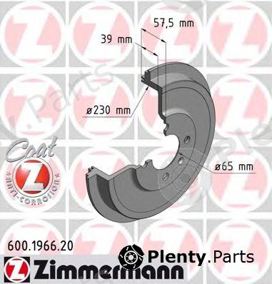  ZIMMERMANN part 600.1966.20 (600196620) Brake Drum