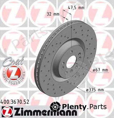  ZIMMERMANN part 400.3670.52 (400367052) Brake Disc