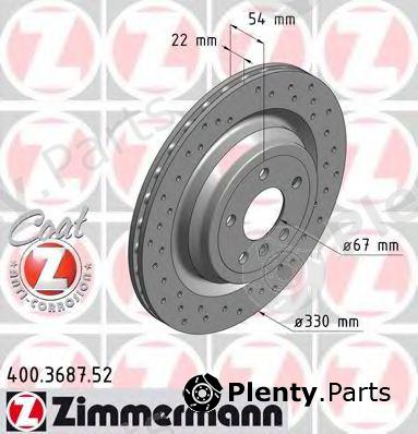  ZIMMERMANN part 400.3687.52 (400368752) Brake Disc