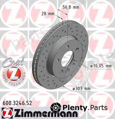  ZIMMERMANN part 600.3246.52 (600324652) Brake Disc