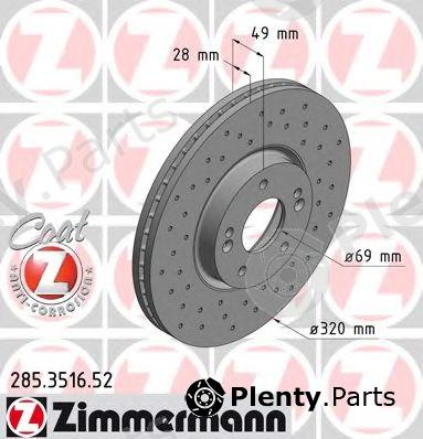  ZIMMERMANN part 285.3516.52 (285351652) Brake Disc