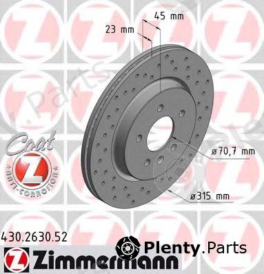  ZIMMERMANN part 430.2630.52 (430263052) Brake Disc