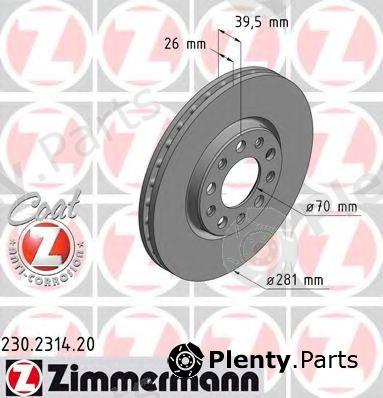 ZIMMERMANN part 230.2314.20 (230231420) Brake Disc