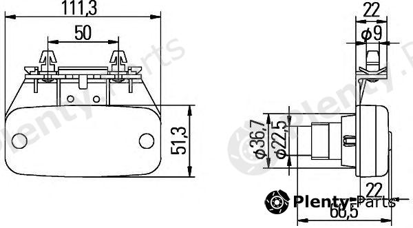  HELLA part 2PS340001-001 (2PS340001001) Side Marker Light