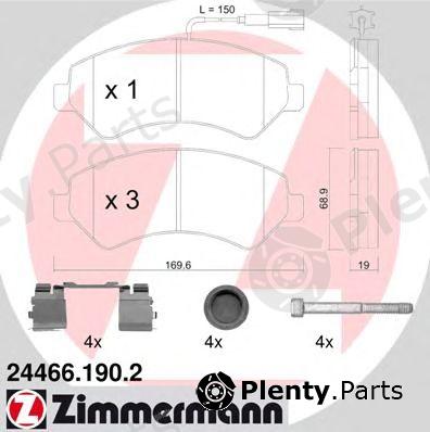  ZIMMERMANN part 24466.190.2 (244661902) Brake Pad Set, disc brake