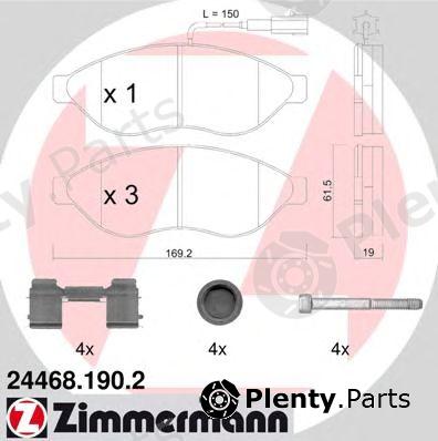  ZIMMERMANN part 24468.190.2 (244681902) Brake Pad Set, disc brake