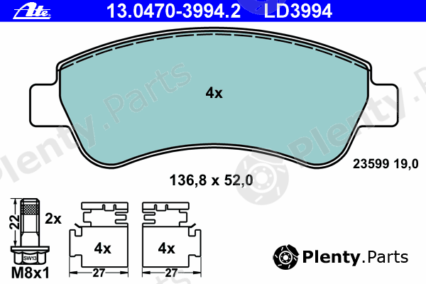  ATE part 13.0470-3994.2 (13047039942) Brake Pad Set, disc brake