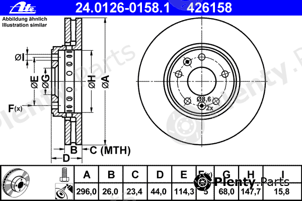  ATE part 24.0126-0158.1 (24012601581) Brake Disc