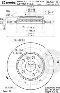  BREMBO part 09.A727.20 (09A72720) Brake Disc