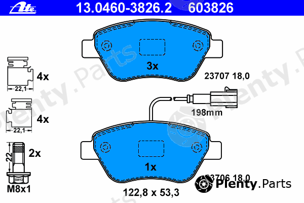  ATE part 13.0460-3826.2 (13046038262) Brake Pad Set, disc brake