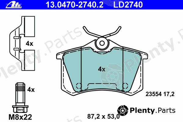  ATE part 13.0470-2740.2 (13047027402) Brake Pad Set, disc brake