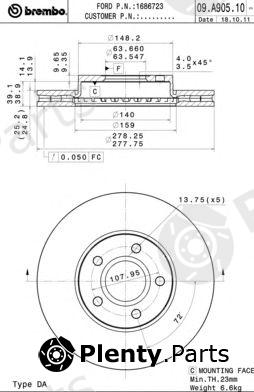  BREMBO part 09.A905.10 (09A90510) Brake Disc